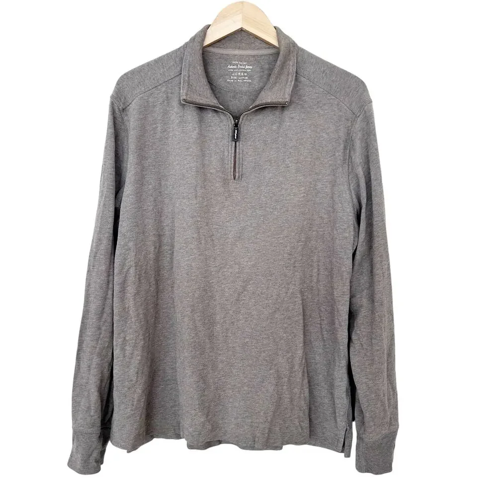 J. Crew Gray Quarter Zip Sweater Sz L